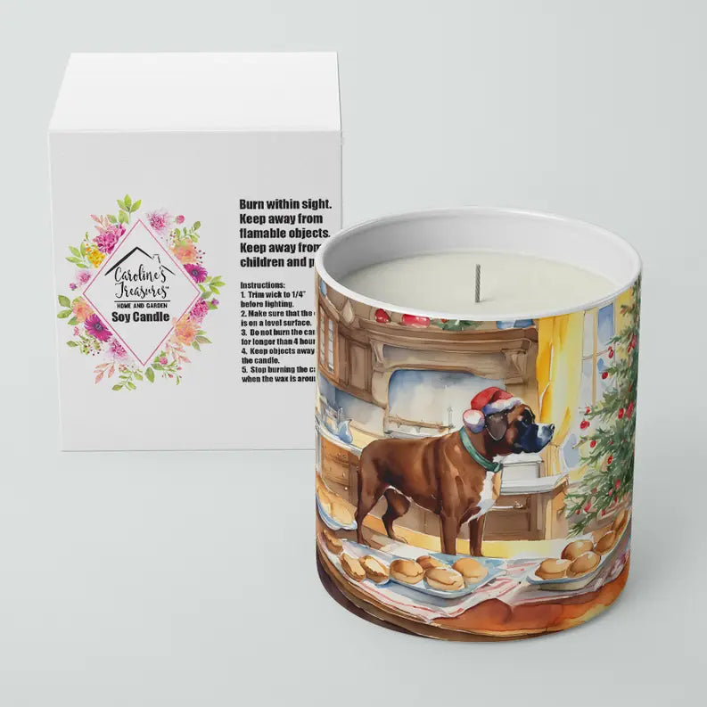 Boxer Christmas Cookies Decorative Soy Candle Caroline's Treasures