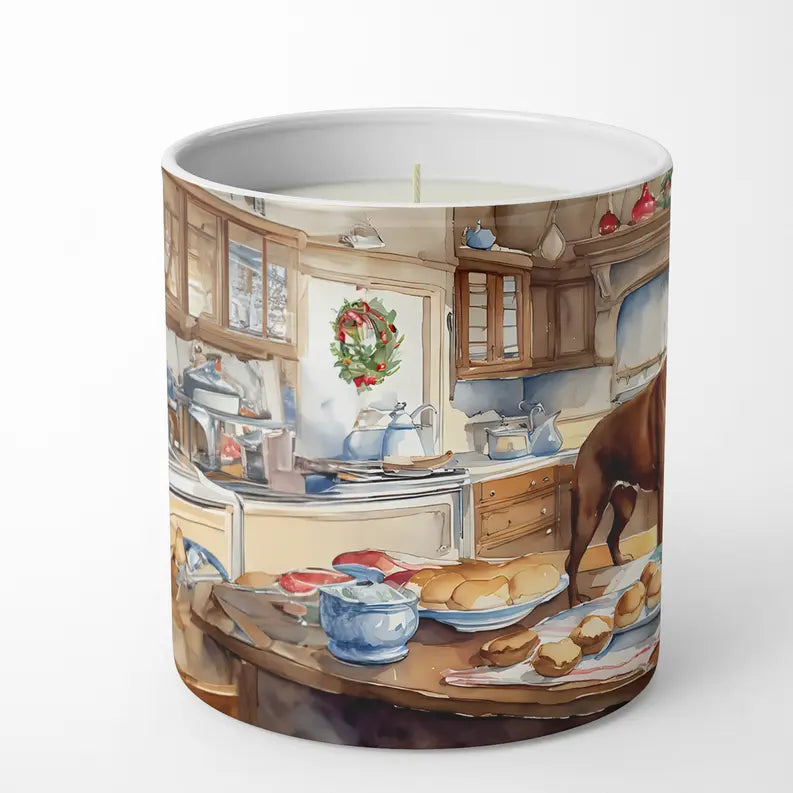 Boxer Christmas Cookies Decorative Soy Candle Caroline's Treasures