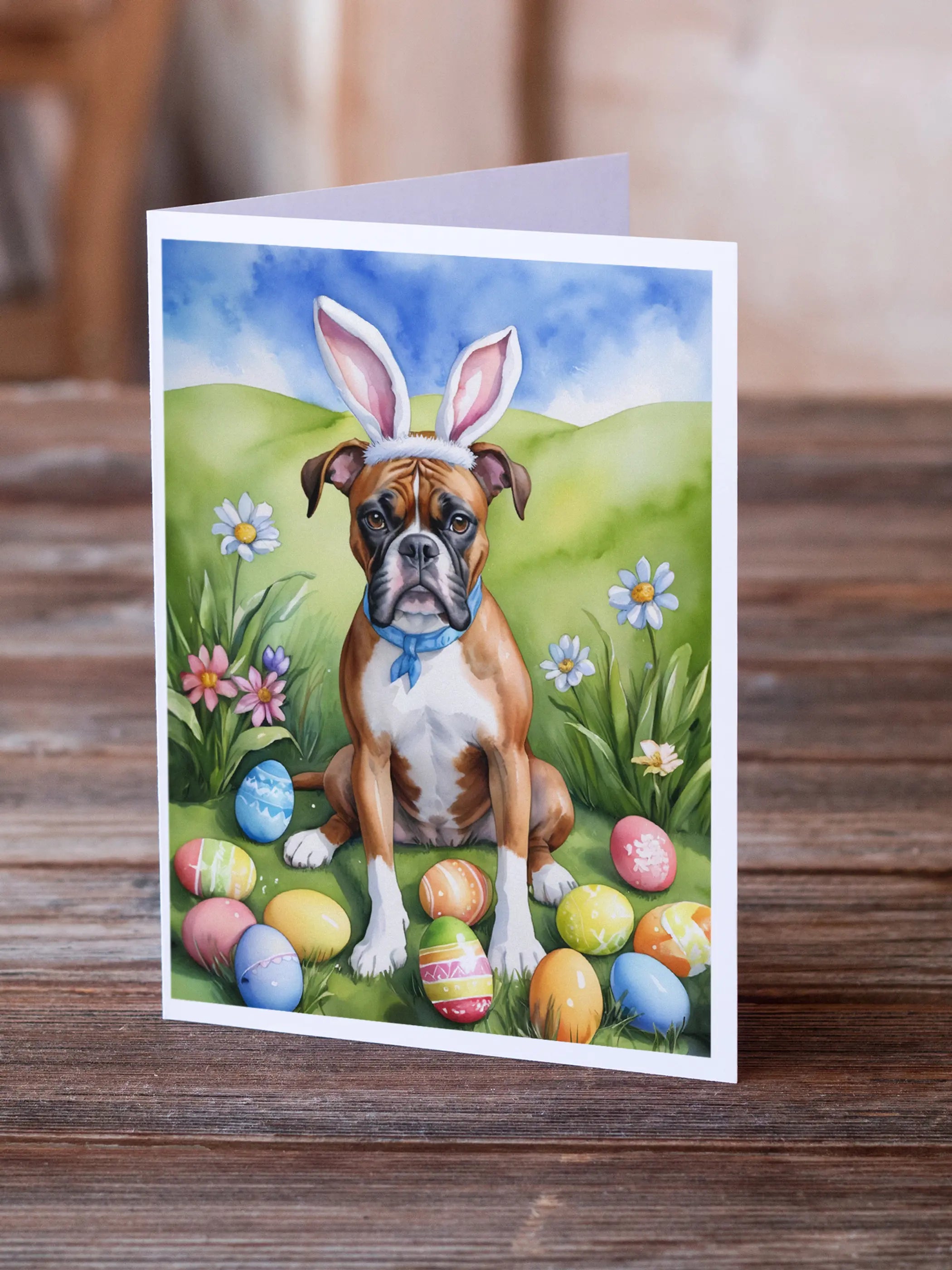 Boxer Easter Egg Hunt Greeting Cards Pack of 8 Caroline's Treasures