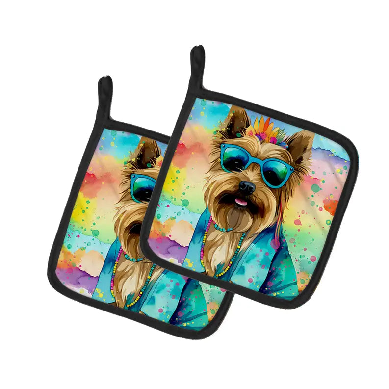 Boxer Hippie Dawg Pair of Pot Holders Caroline's Treasures