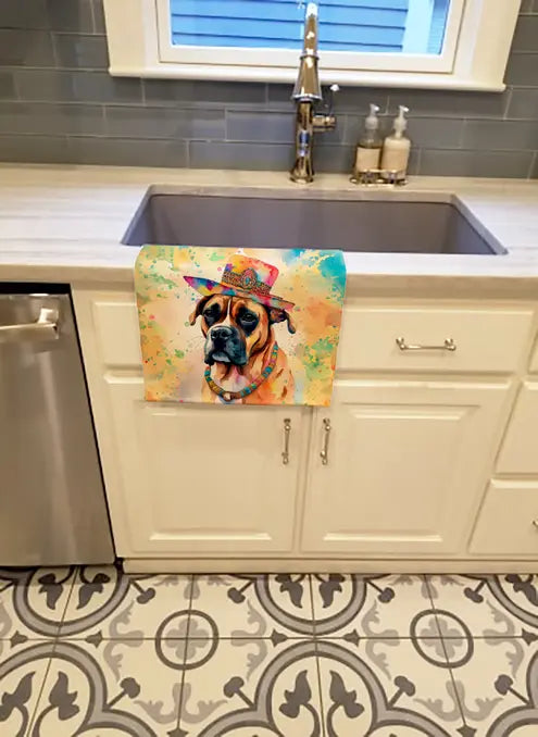 Boxer Hippie Dawg Pair of Pot Holders Caroline's Treasures