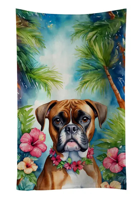 Boxer Luau Pair of Pot Holders Caroline's Treasures