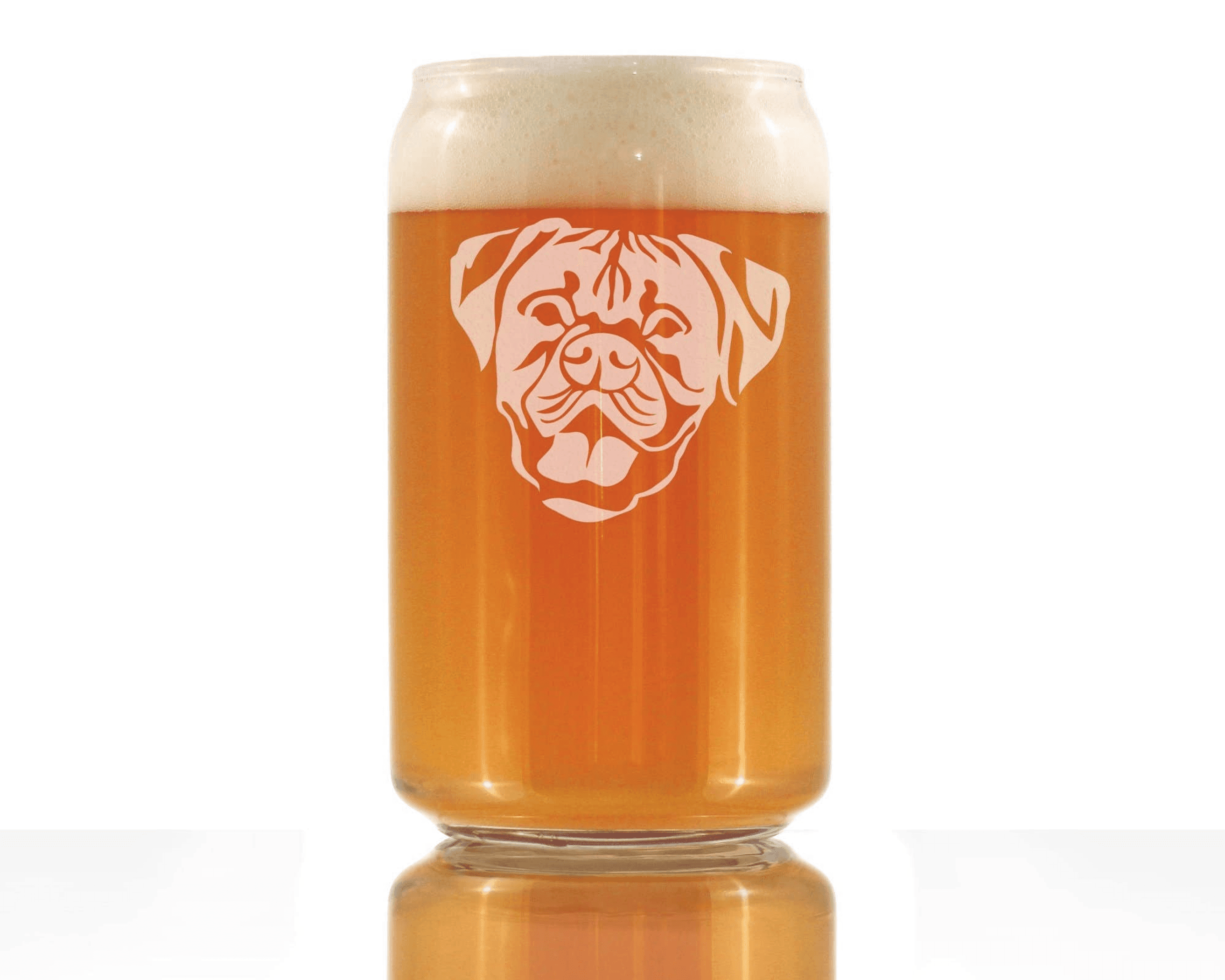 Boxer - Natural Ears Beer Can Pint Glass - Boxer Dogs Gifts Bevvee