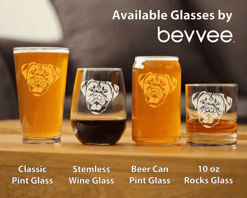 Boxer - Natural Ears Beer Can Pint Glass - Boxer Dogs Gifts Bevvee