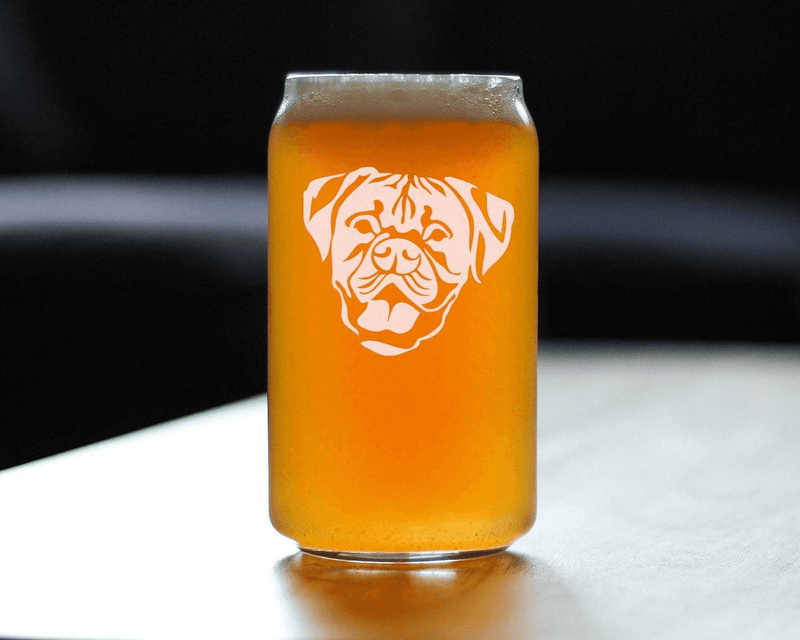 Boxer - Natural Ears Beer Can Pint Glass - Boxer Dogs Gifts Bevvee