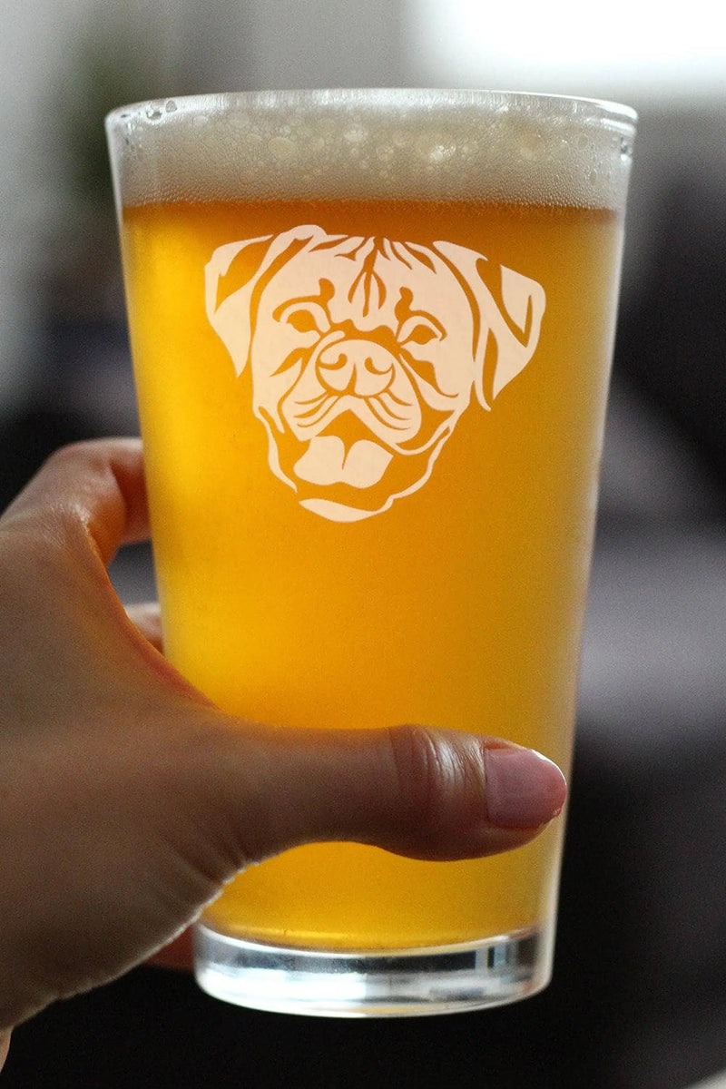 Boxer - Natural Ears Pint Glass for Beer - Boxer Dogs Gifts Bevvee