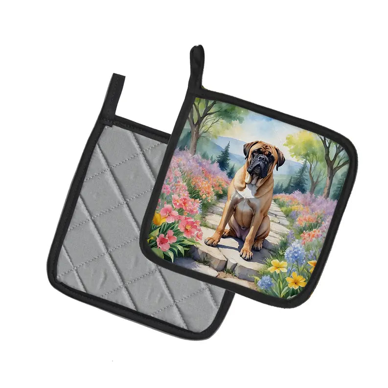 Boxer Spring Path Pair of Pot Holders Caroline's Treasures