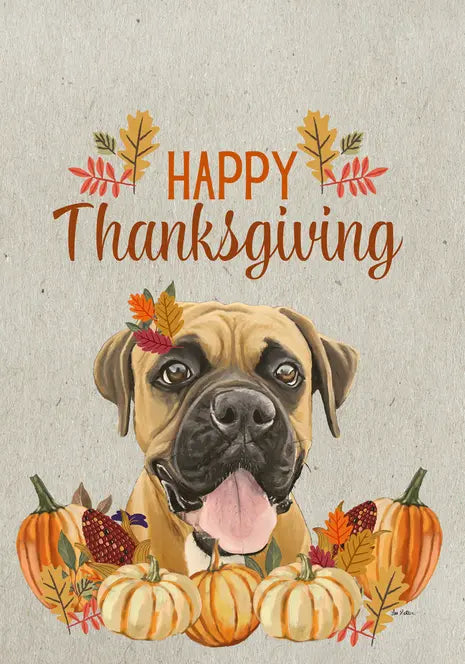Boxer Uncropped - Hippie Hound Studio Best of Breed Thanksgiving House and Garden Flag Best of Breed