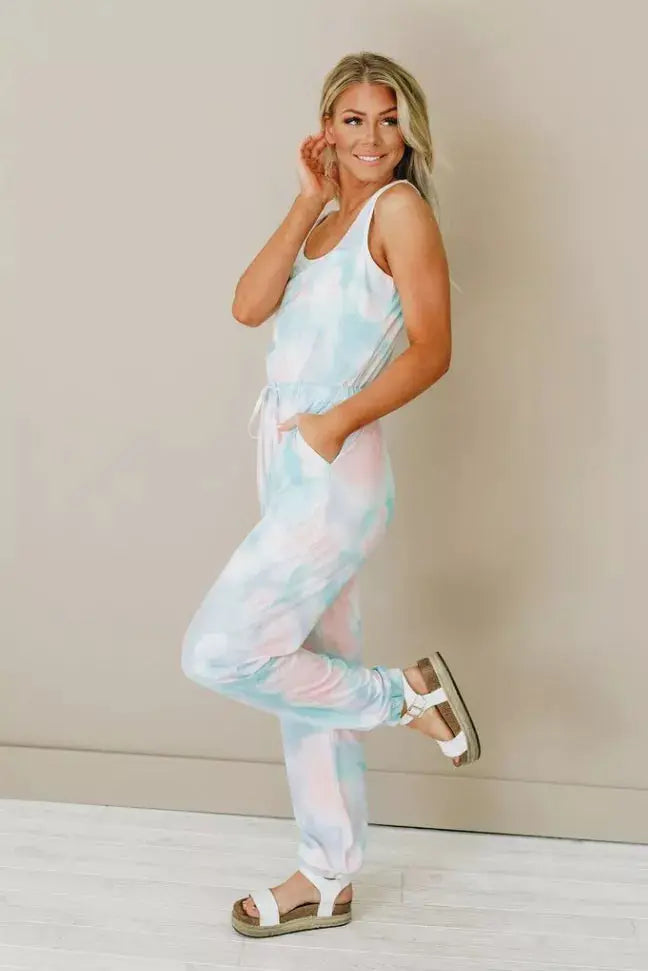 Break Free Tie Dye Jumpsuit Stay Warm in Style