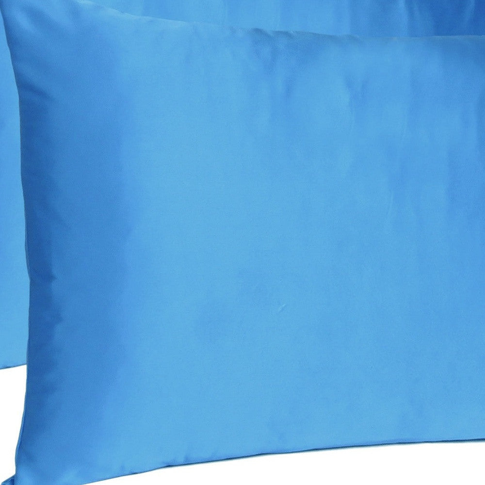 Bright Blue Dreamy Set Of 2 Silky Satin Standard Pillowcases Homeroots Bed & Bath