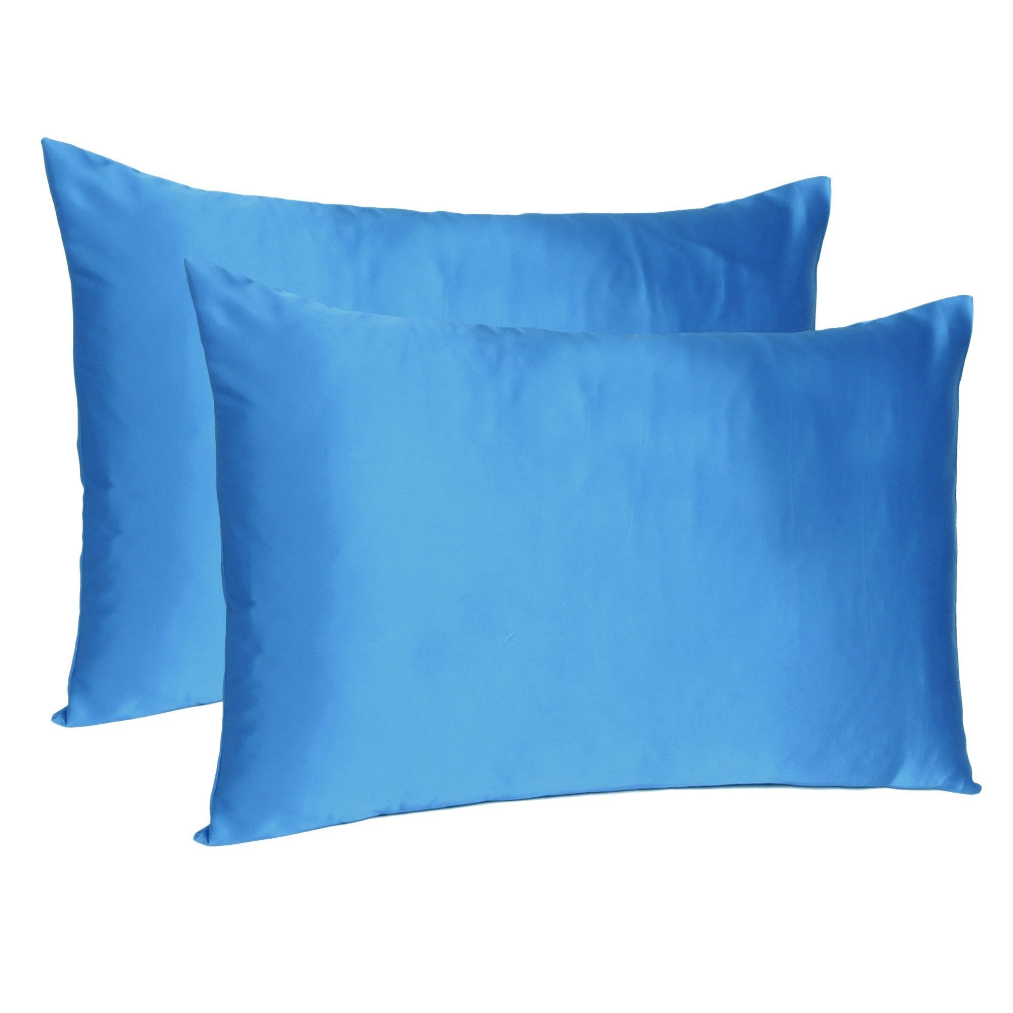 Bright Blue Dreamy Set Of 2 Silky Satin Standard Pillowcases Homeroots Bed & Bath
