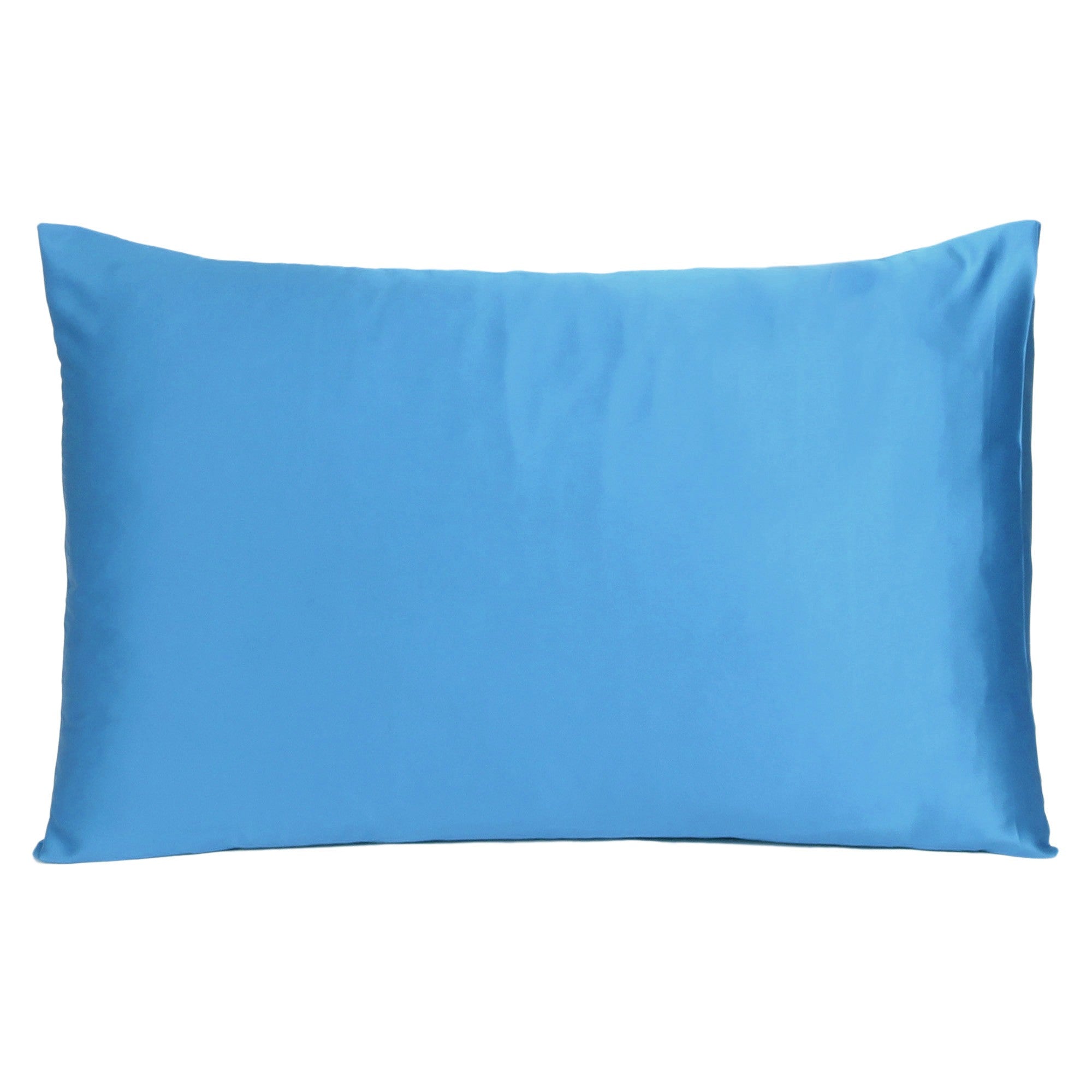 Bright Blue Dreamy Set Of 2 Silky Satin Standard Pillowcases Homeroots Bed & Bath