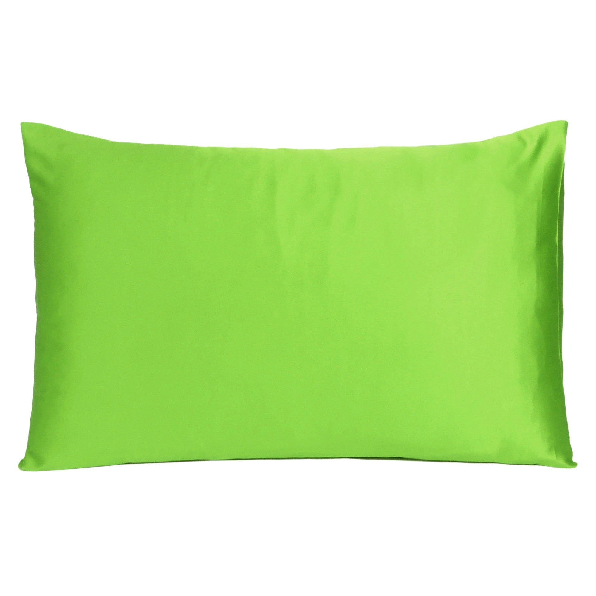 Bright Green Dreamy Set Of 2 Silky Satin Standard Pillowcases Homeroots Bed & Bath