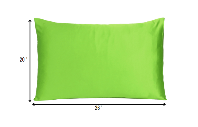 Bright Green Dreamy Set Of 2 Silky Satin Standard Pillowcases Homeroots Bed & Bath
