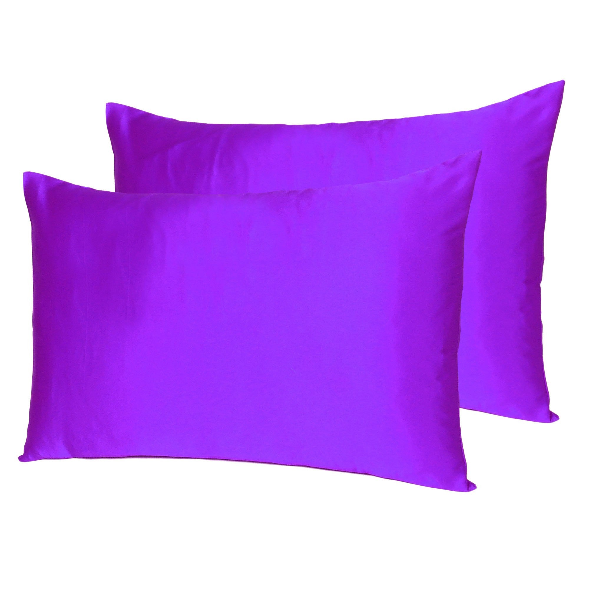 Bright Purple Dreamy Set Of 2 Silky Satin Standard Pillowcases Homeroots Bed & Bath