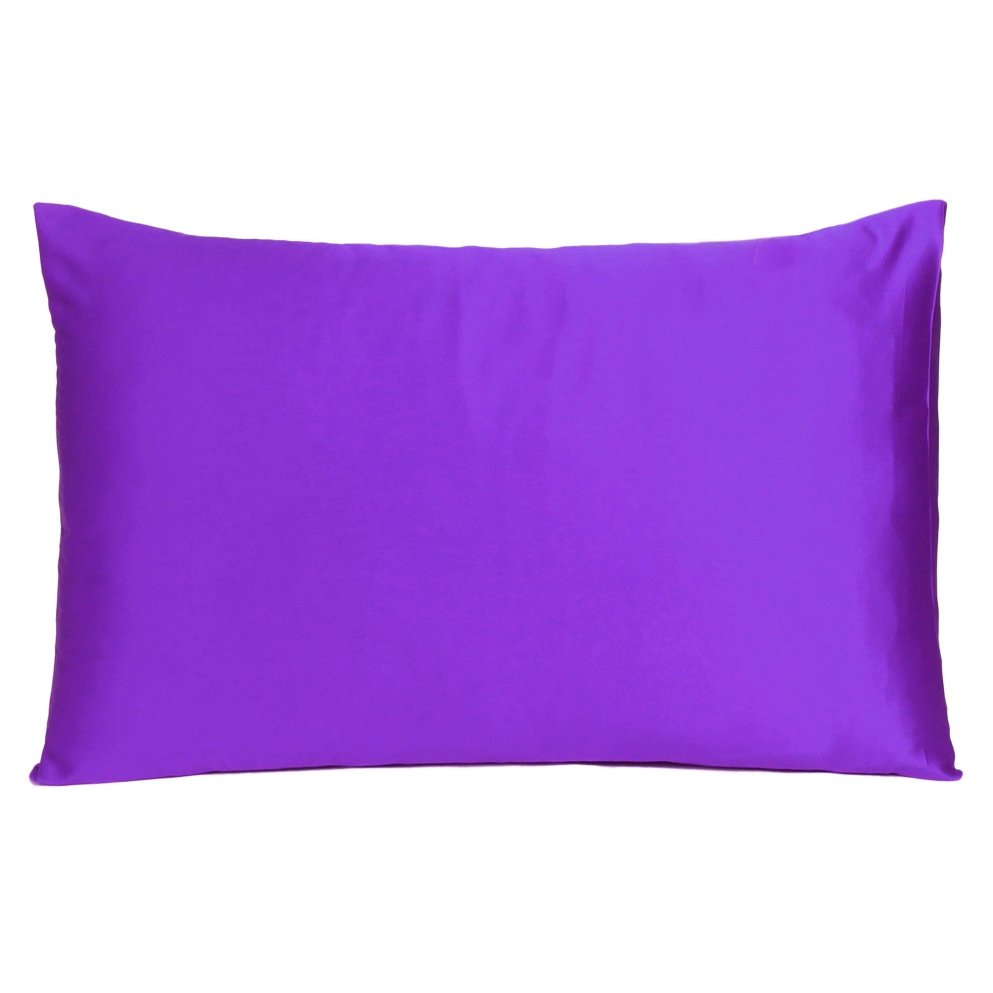 Bright Purple Dreamy Set Of 2 Silky Satin Standard Pillowcases Homeroots Bed & Bath