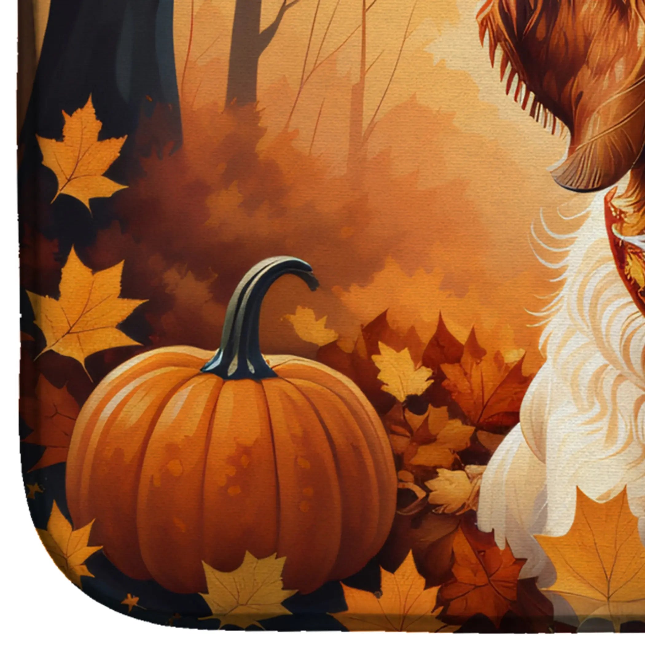 Brittany Spaniel Fall Dish Drying Mat Caroline's Treasures