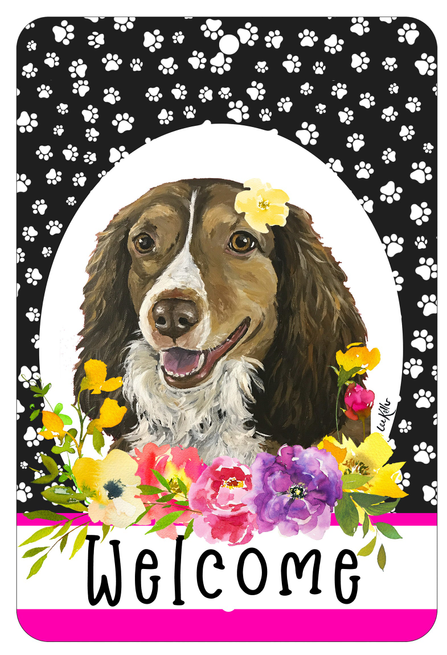 Brittany Spaniel - HHS Paw Prints Welcome Indoor/Outdoor Aluminum Sign Best of Breed