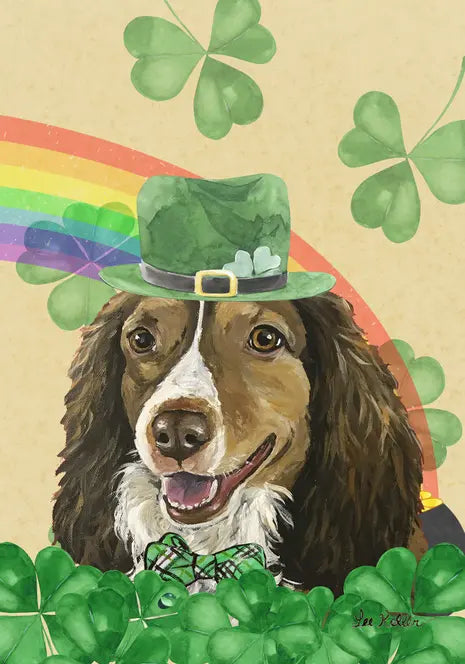Brittany Spaniel - Hippie Hound Studios Saint Patricks Day  House and Garden Flags Best of Breed