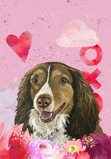 Brittany Spaniel - Hippie Hound Studios Valentines  House and Garden Flags Best of Breed