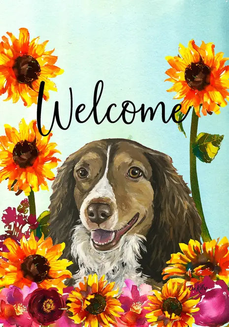Brittany Spaniel - Hippie Hound Studios Welcome  House and Garden Flags Best of Breed