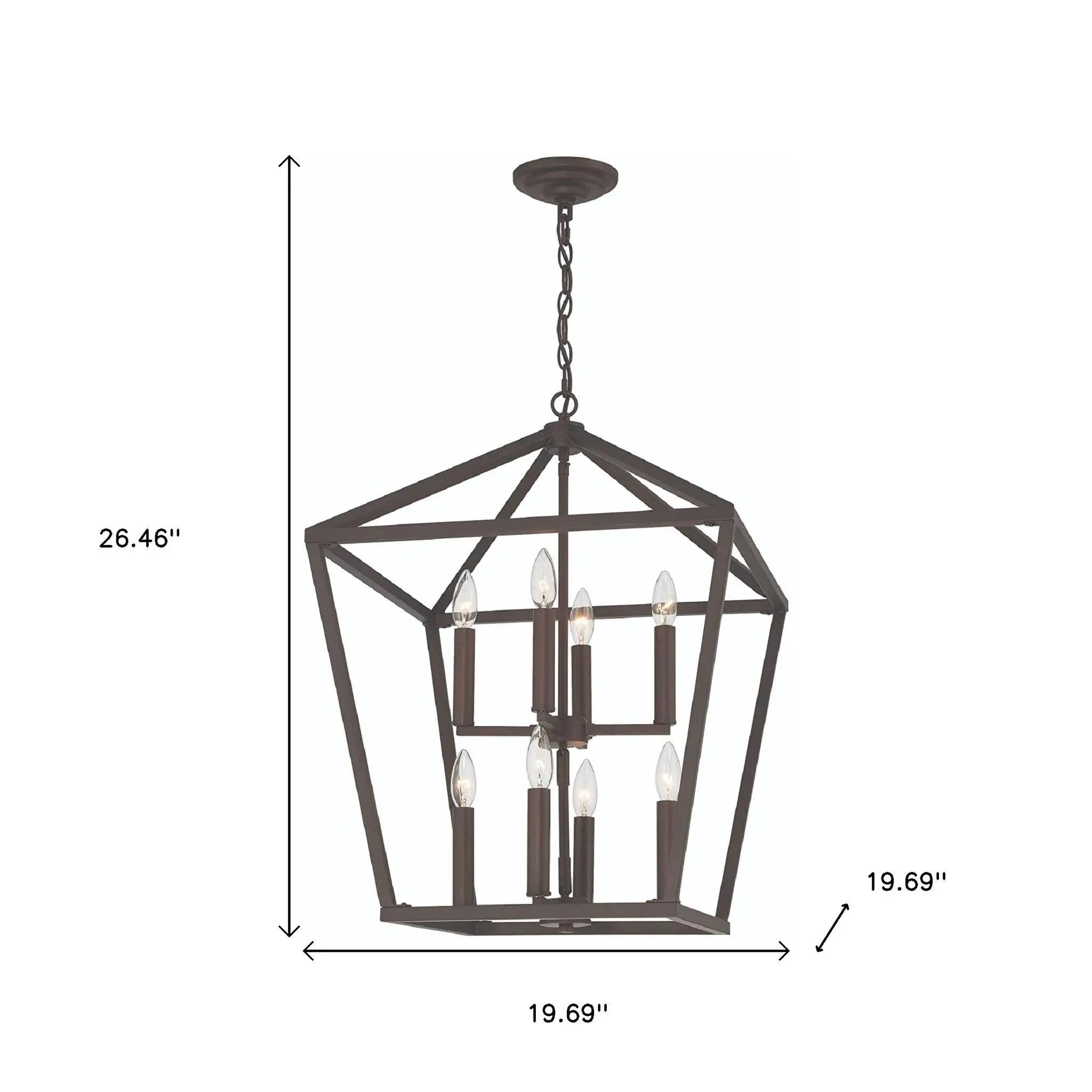 Bronze Candle Style Eight Light Metal Dimmable Chandelier Homeroots Lighting