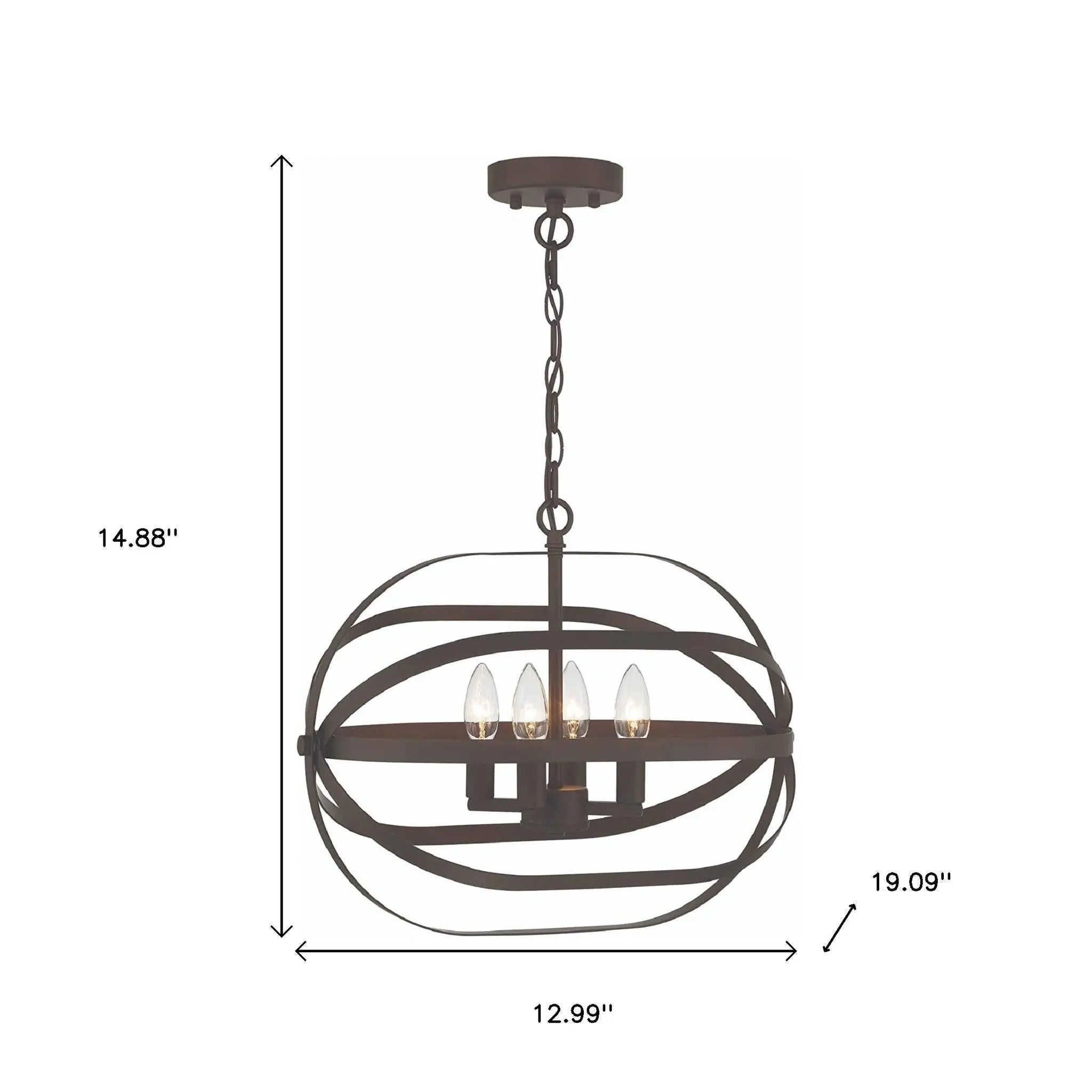 Bronze Candle Style Four Light Metal Dimmable Chandelier Homeroots Lighting