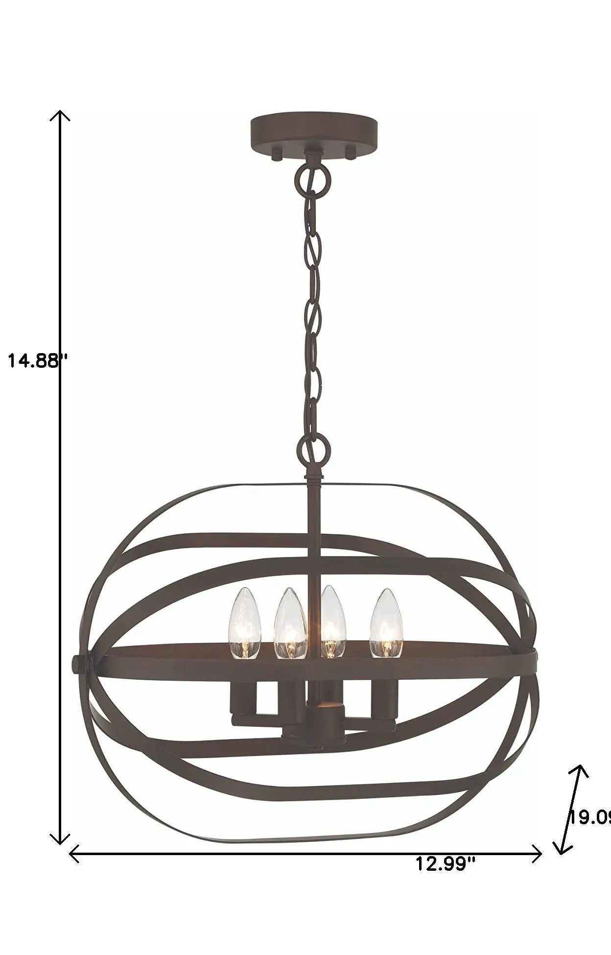 Bronze Candle Style Four Light Metal Dimmable Chandelier Homeroots Lighting