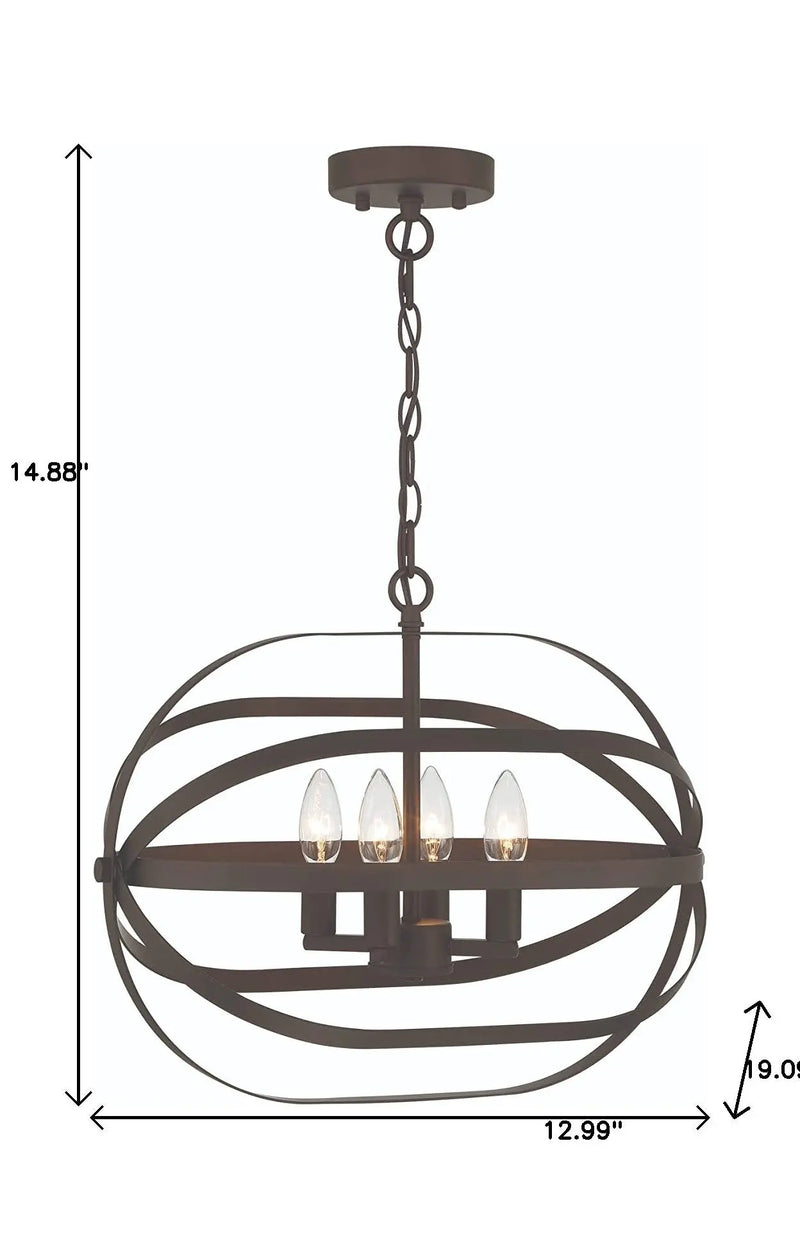 Bronze Candle Style Four Light Metal Dimmable Chandelier Homeroots Lighting