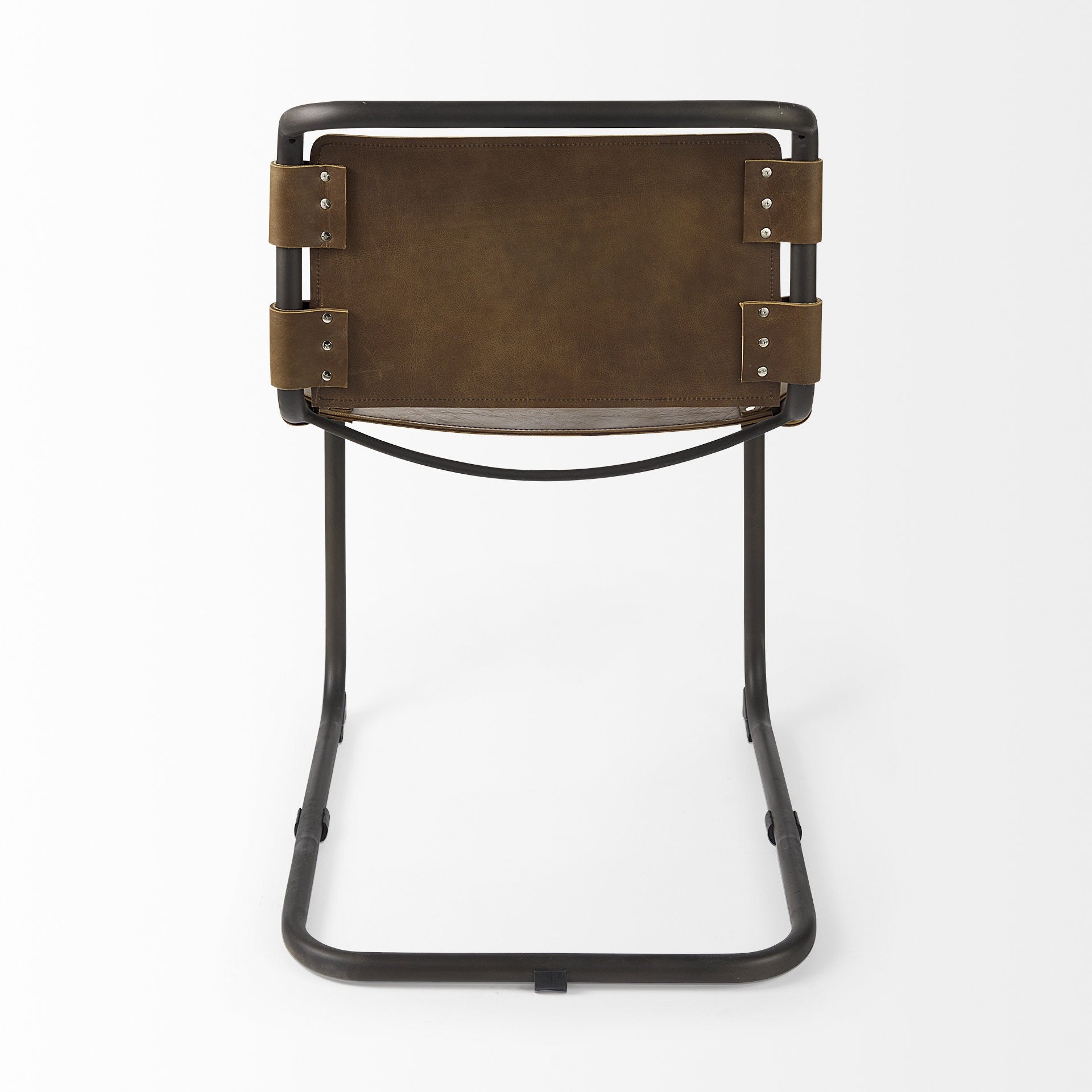 Brown And Black Leather Metal Open Back Dining Side Chair Homeroots Kitchen & Dining