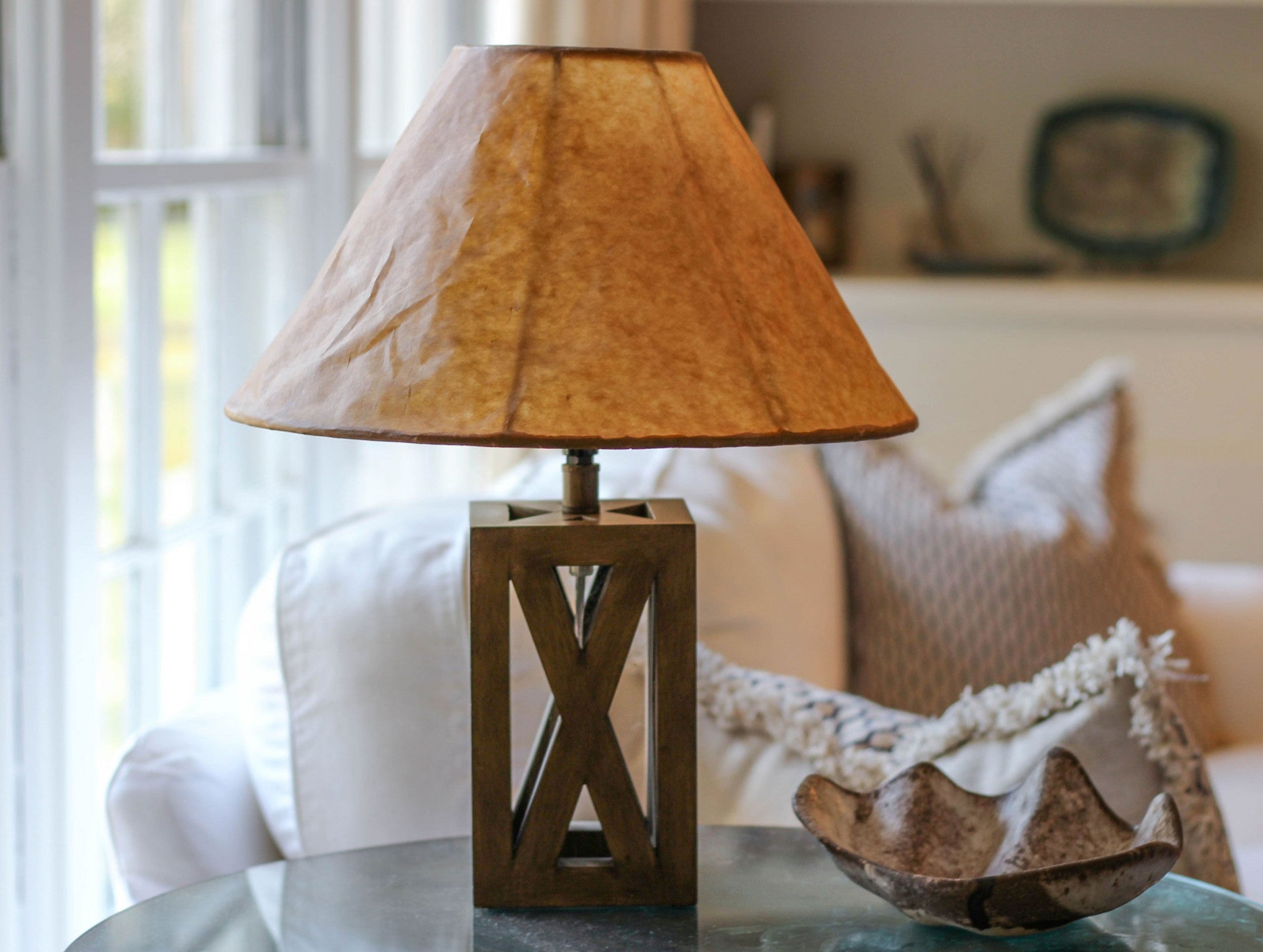 Brown Crinkle Oil Paper Empire Lamp Shade Homeroots Lighting