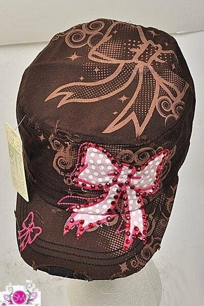 Brown Fashion Hat With Pink Bow SurelyMine