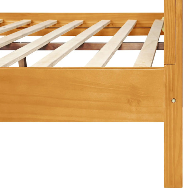Brown Ribbed Texture Solid Wood Queen Bed Frame Homeroots Bed & Bath