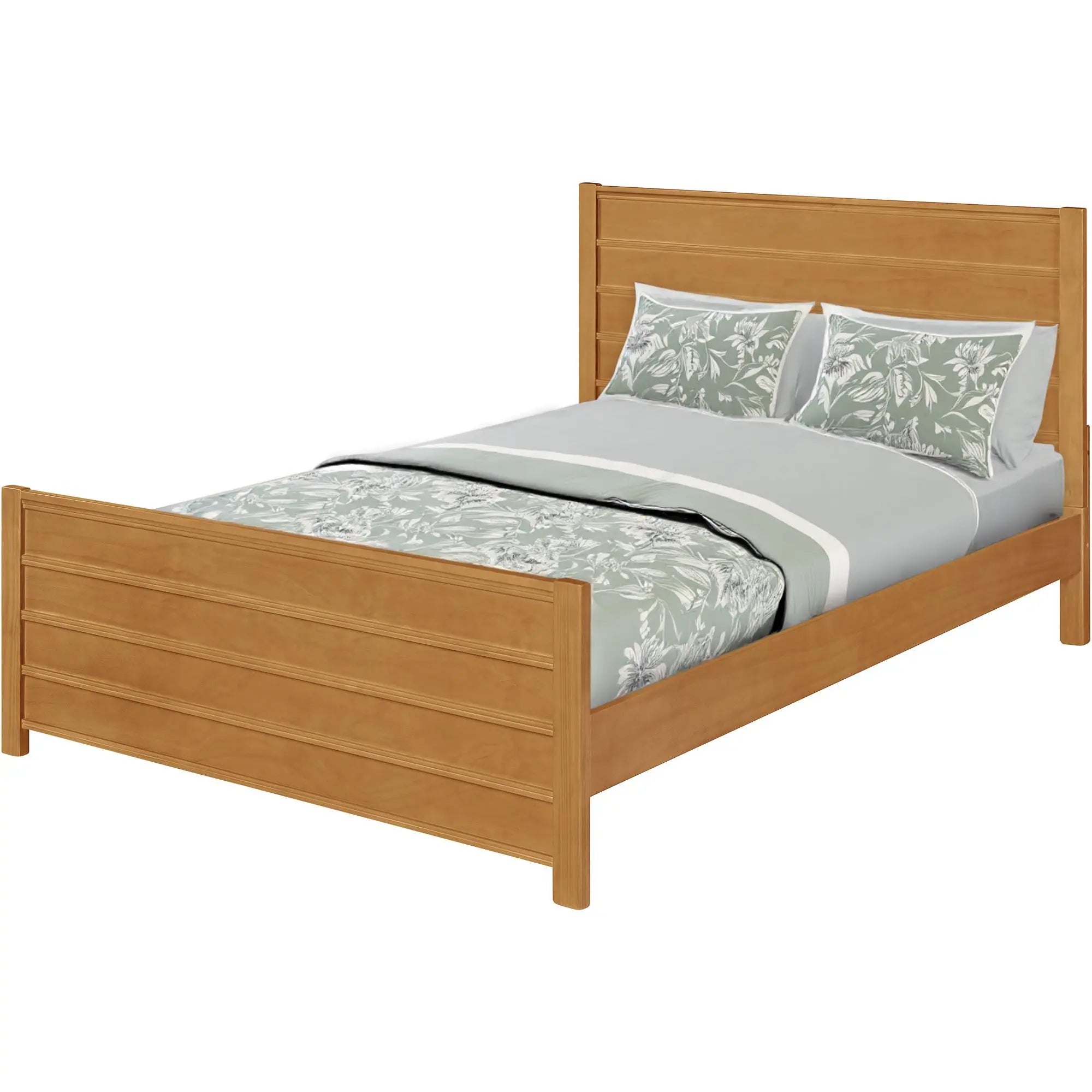 Brown Ribbed Texture Solid Wood Queen Bed Frame Homeroots Bed & Bath