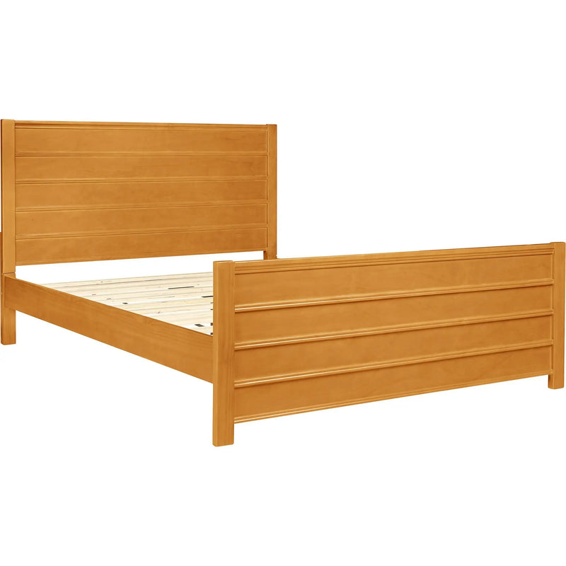 Brown Ribbed Texture Solid Wood Queen Bed Frame Homeroots Bed & Bath