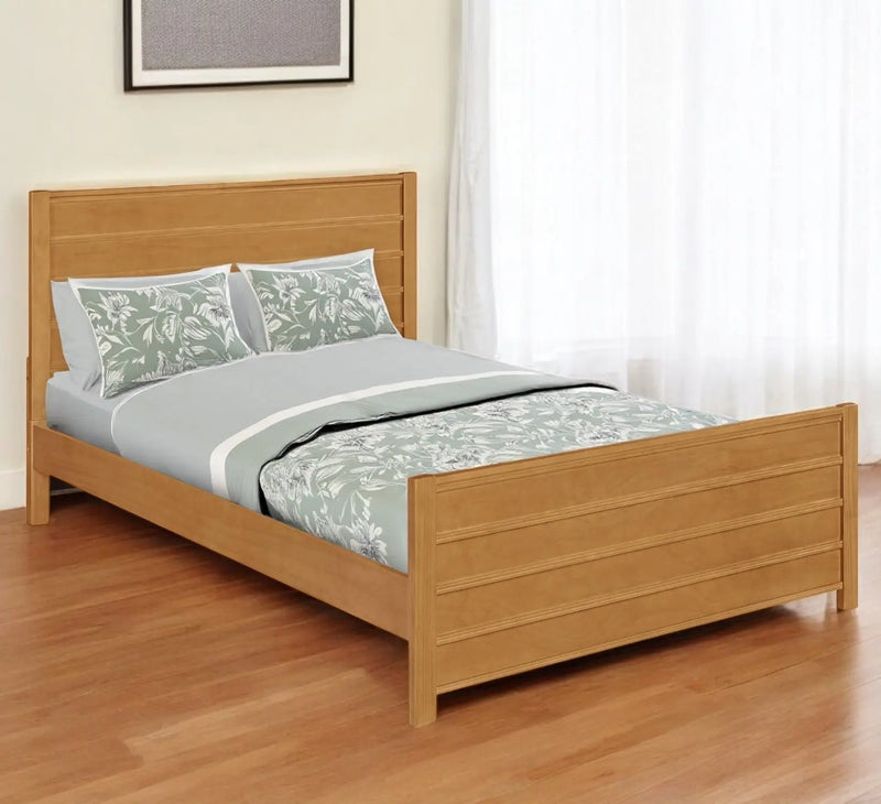 Brown Ribbed Texture Solid Wood Queen Bed Frame Homeroots Bed & Bath