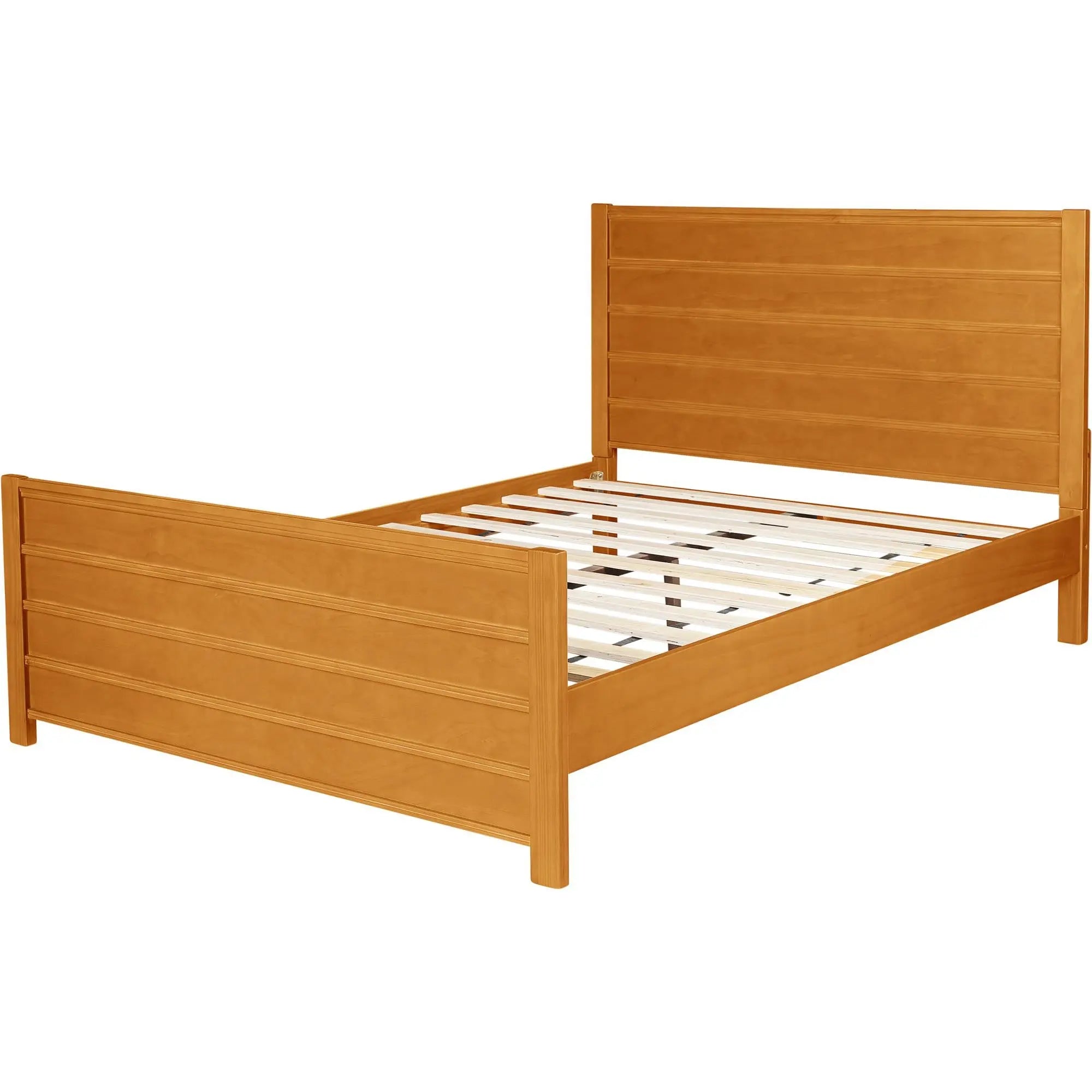 Brown Ribbed Texture Solid Wood Queen Bed Frame Homeroots Bed & Bath