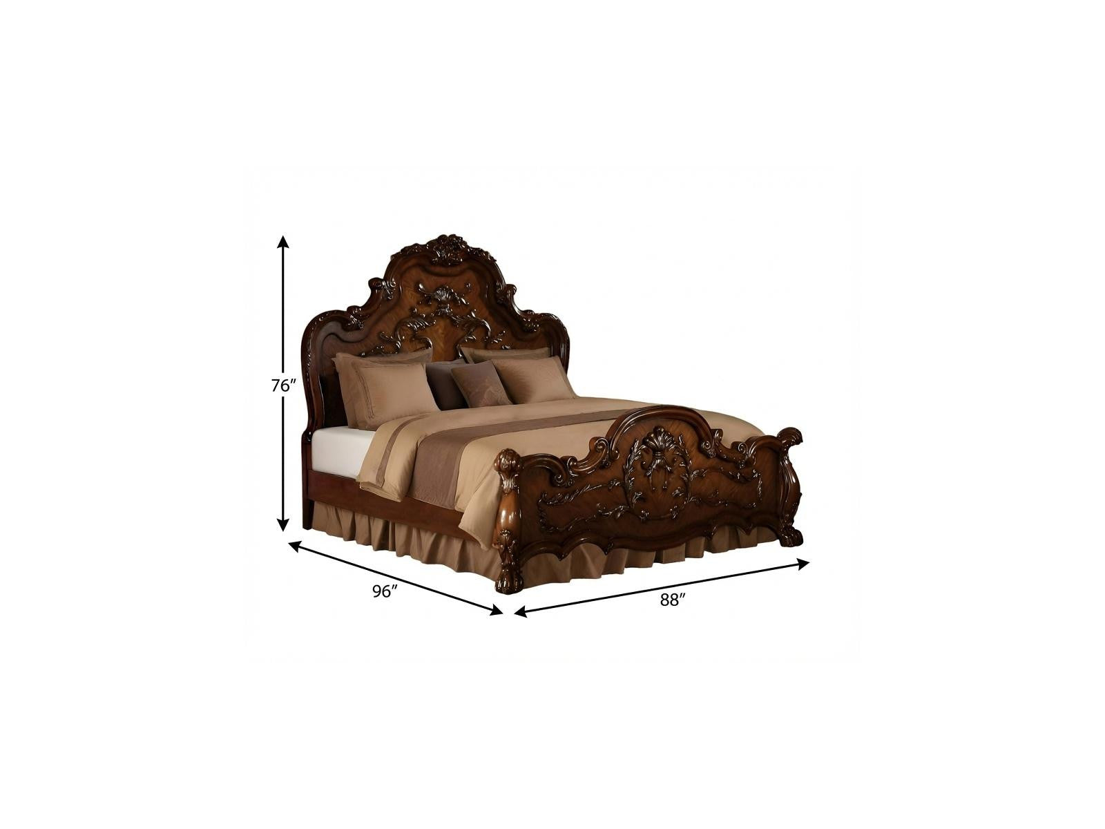 Brown Scrolling Wood California King Bed Frame Homeroots Bed & Bath