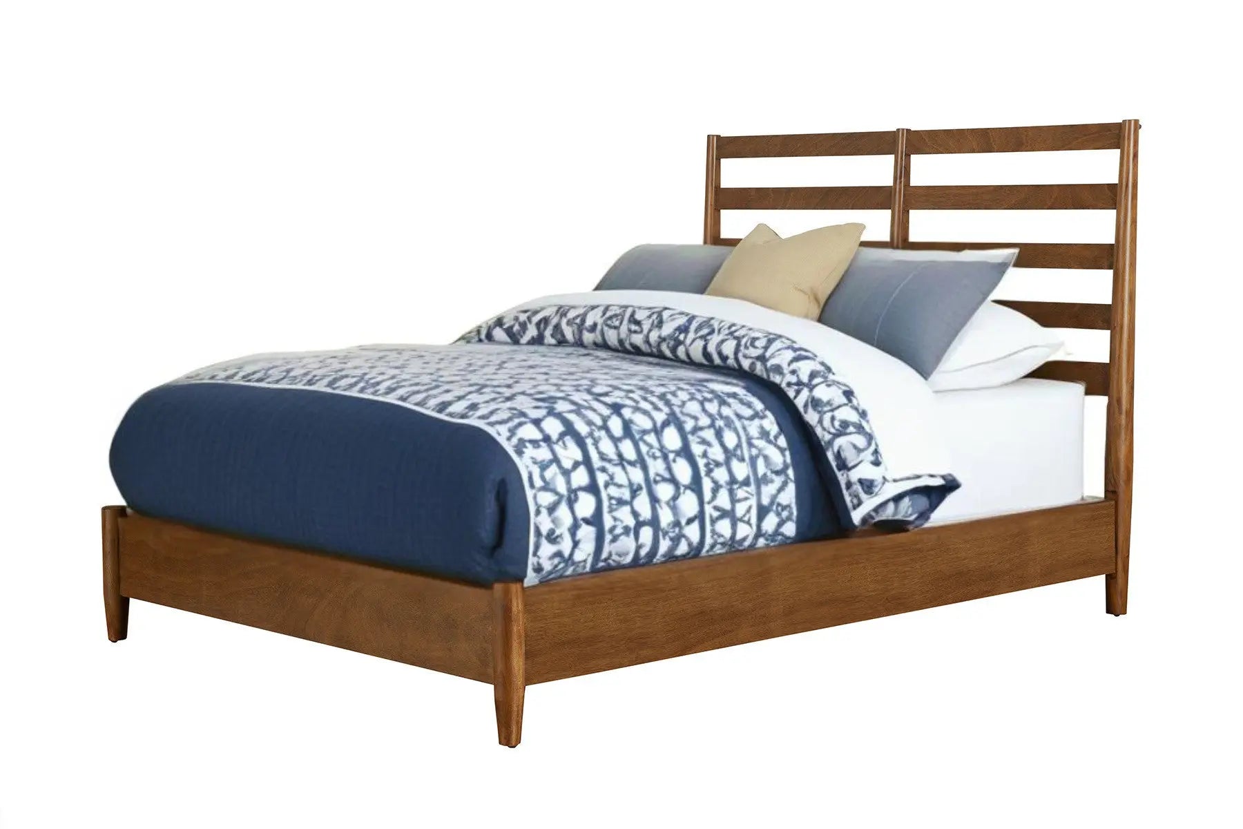 Brown Slat Back Solid Wood King Bed Frame Homeroots Bed & Bath