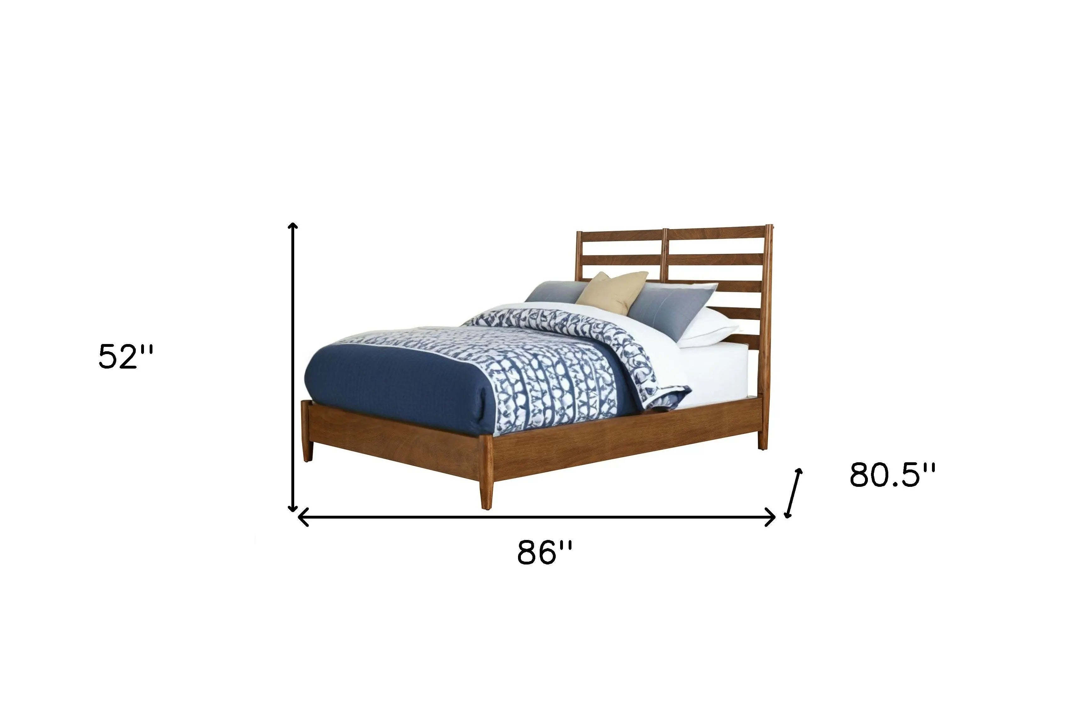 Brown Slat Back Solid Wood King Bed Frame Homeroots Bed & Bath
