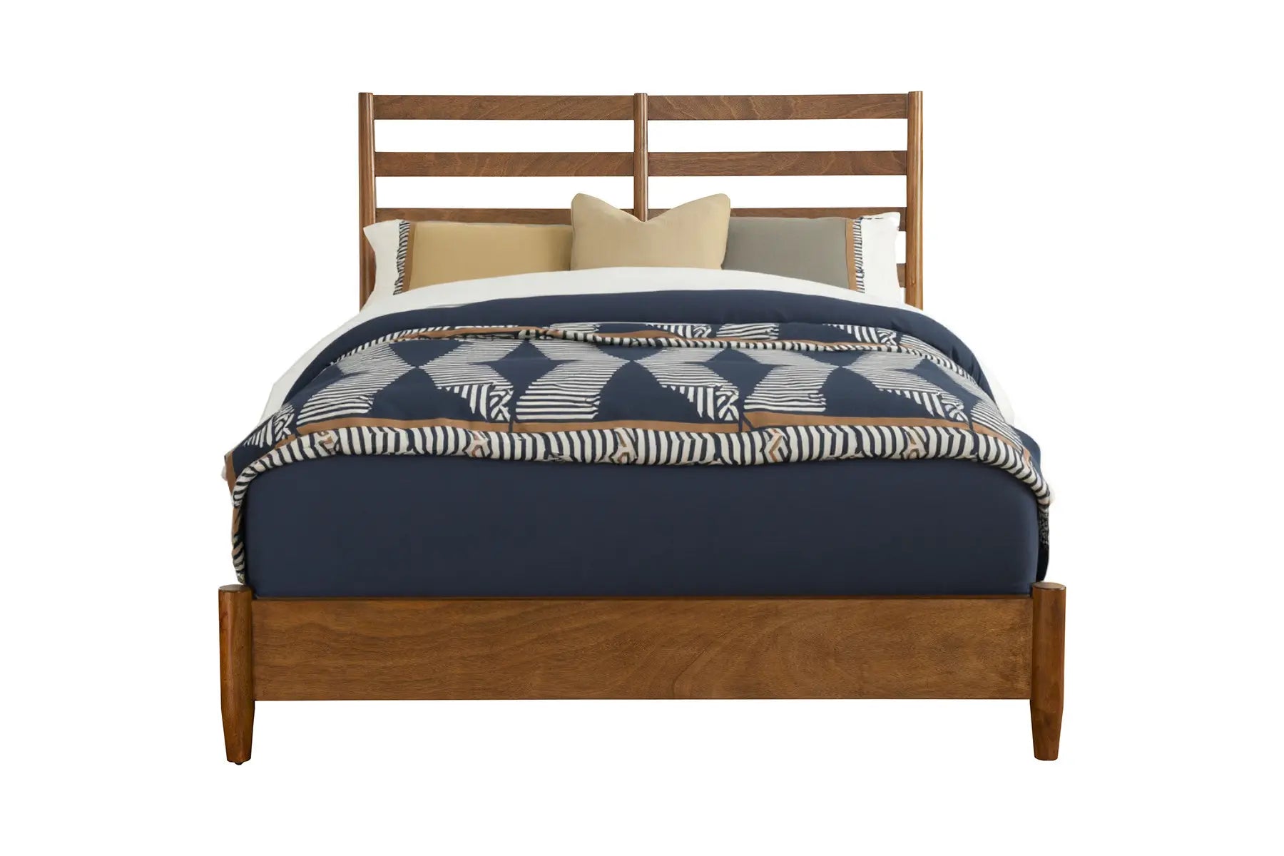 Brown Slat Back Solid Wood King Bed Frame Homeroots Bed & Bath