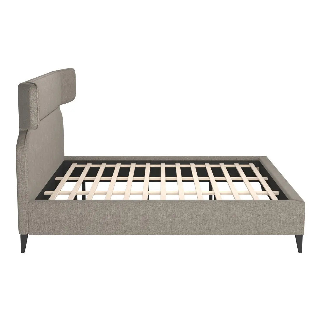 Brown Solid Wood And Upholstery King Bed Frame Homeroots Bed & Bath