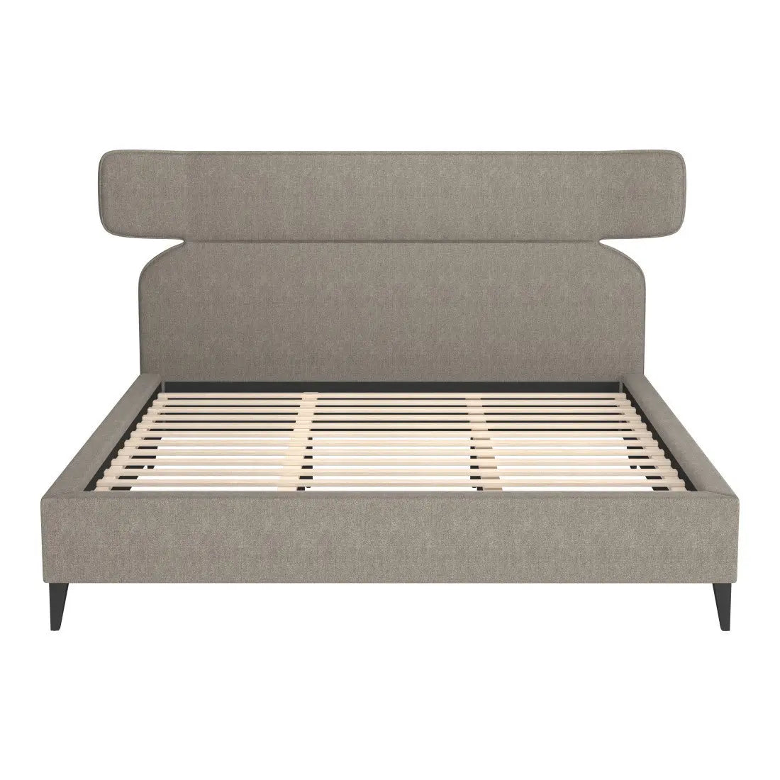 Brown Solid Wood And Upholstery King Bed Frame Homeroots Bed & Bath
