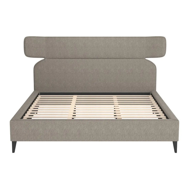 Brown Solid Wood And Upholstery King Bed Frame Homeroots Bed & Bath