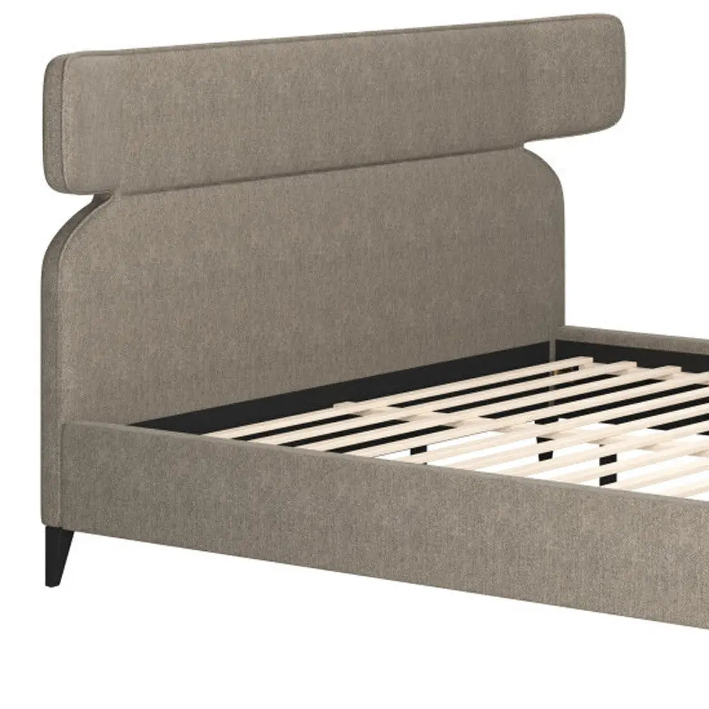 Brown Solid Wood And Upholstery King Bed Frame Homeroots Bed & Bath
