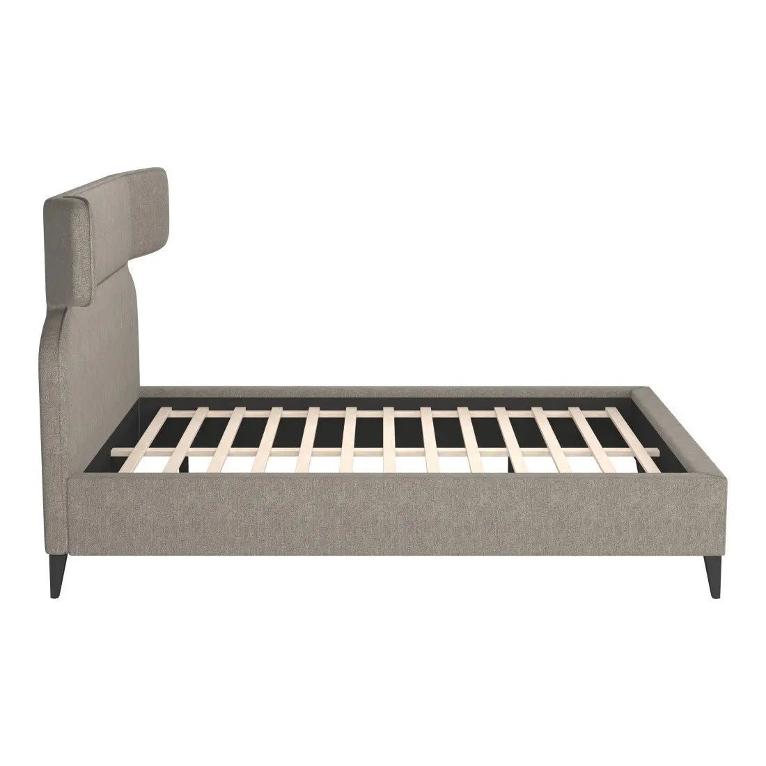 Brown Solid Wood And Upholstery Queen Bed Frame Homeroots Bed & Bath