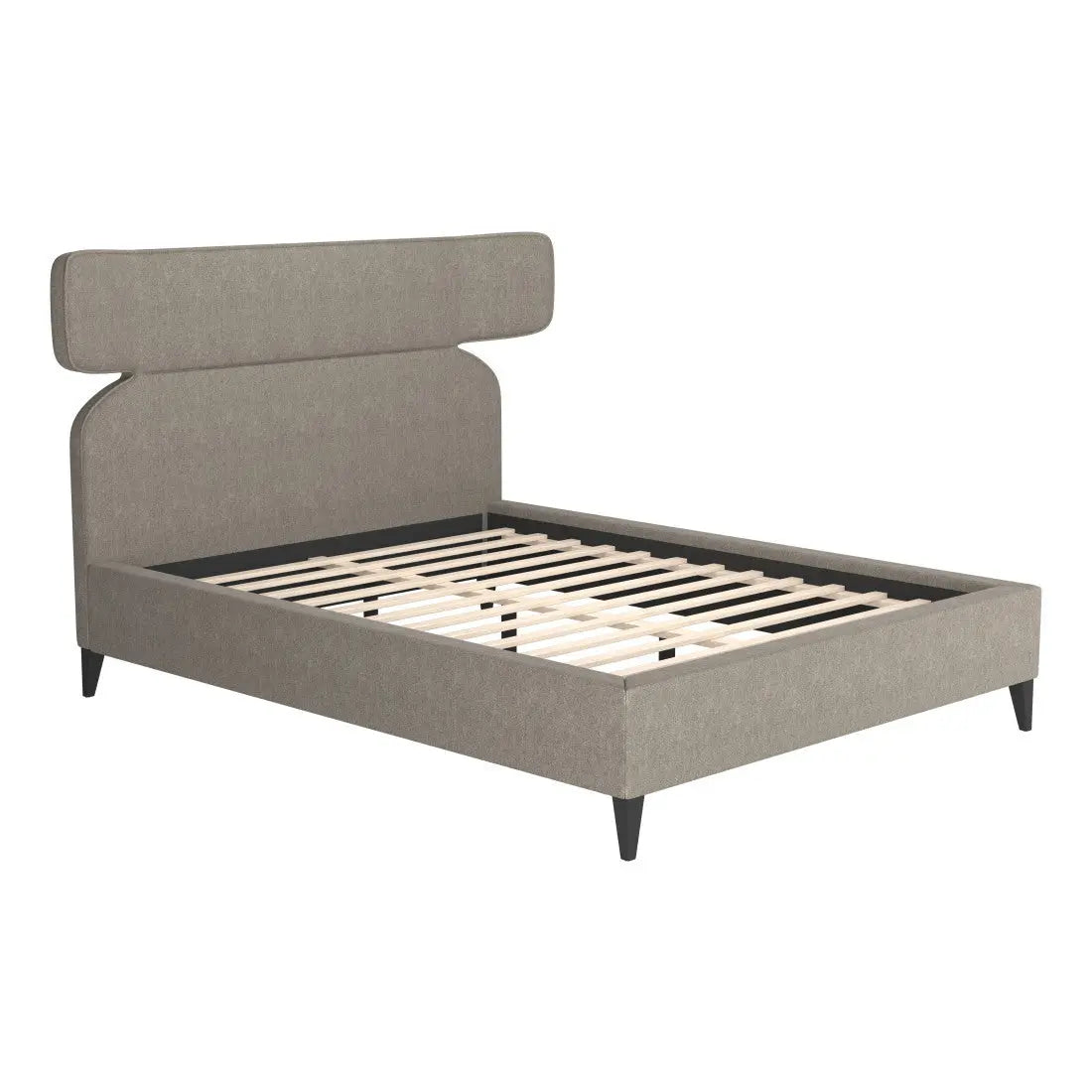 Brown Solid Wood And Upholstery Queen Bed Frame Homeroots Bed & Bath