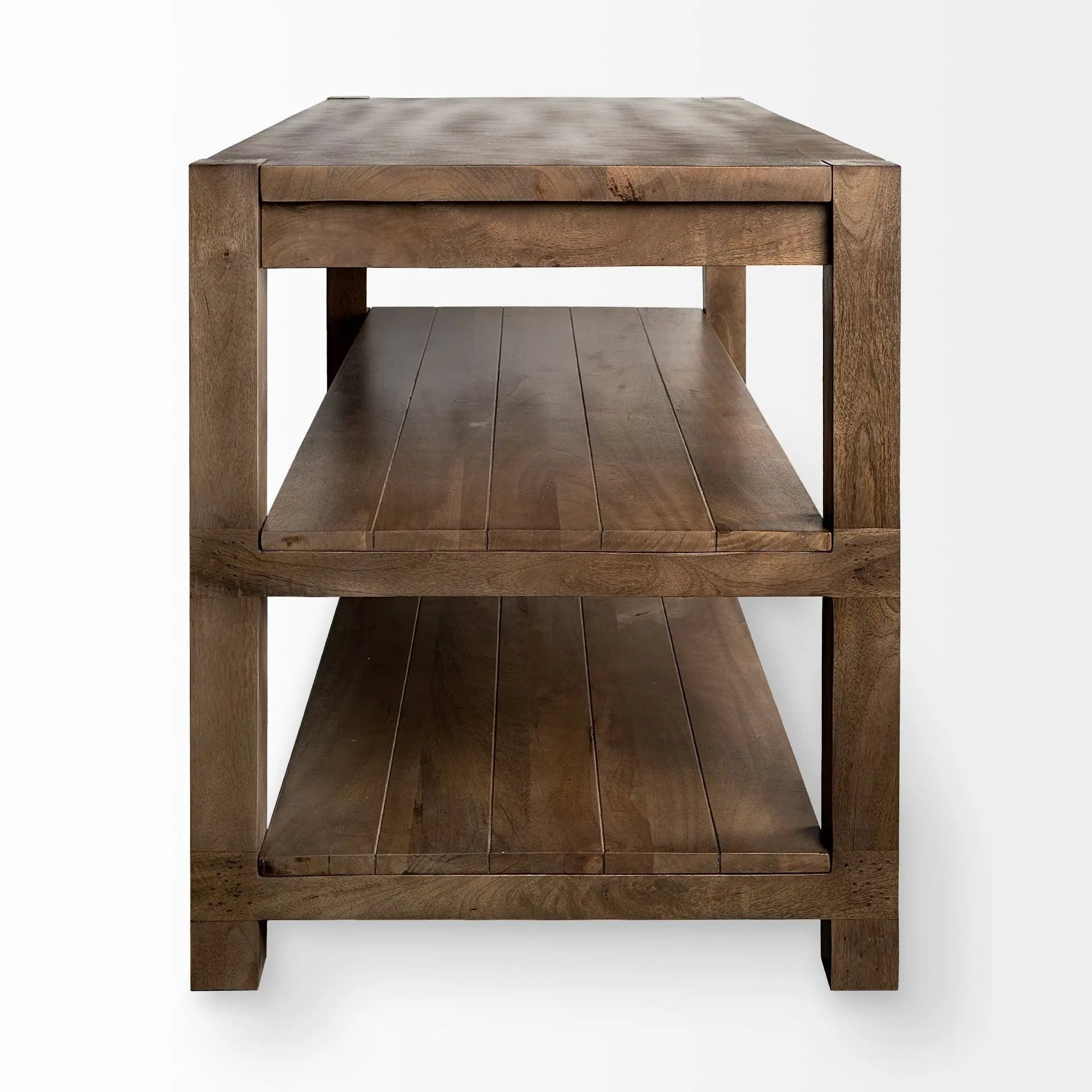 Brown Solid Wood Kitchen Island With Two Tier Smooth Counter Top Homeroots Kitchen & Dining