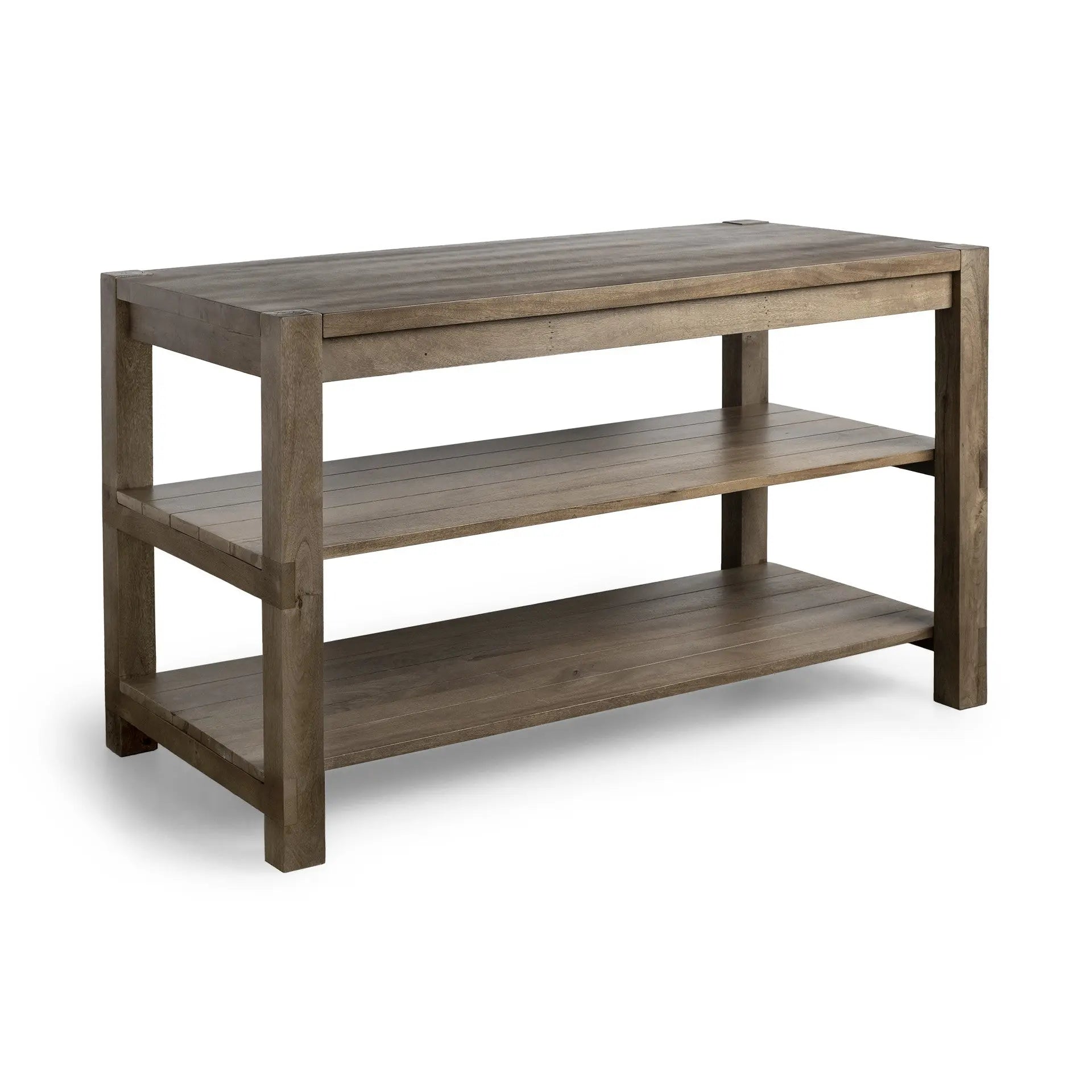 Brown Solid Wood Kitchen Island With Two Tier Smooth Counter Top Homeroots Kitchen & Dining