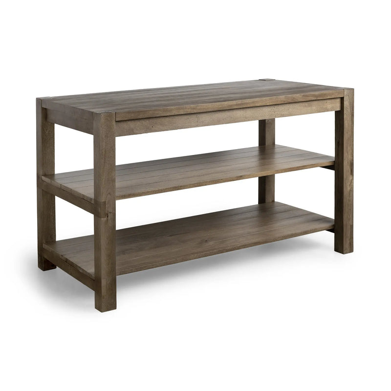 Brown Solid Wood Kitchen Island With Two Tier Smooth Counter Top Homeroots Kitchen & Dining